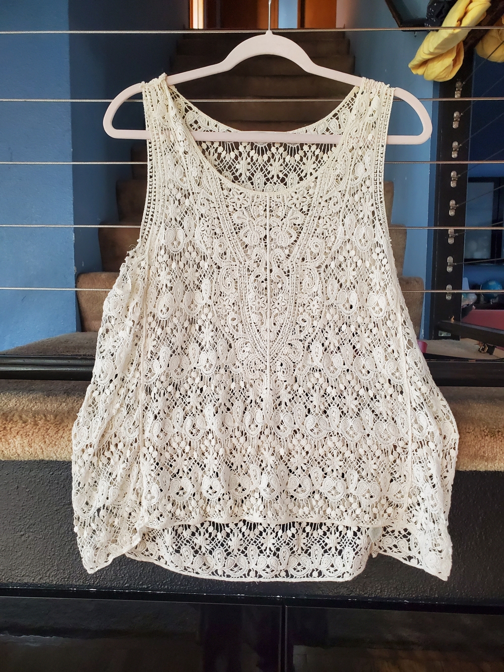 fun 2 fun Crochet Lace Tank Top in Cream